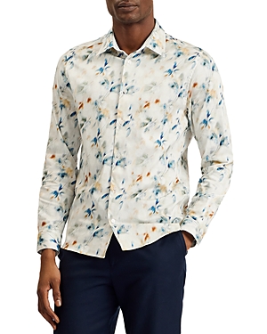 Loire Slim Fit Printed Long Sleeve Button Front Shirt