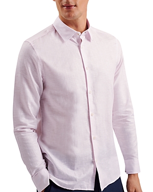 Shop Ted Baker Button Front Long Sleeve Shirt In Mid Pink