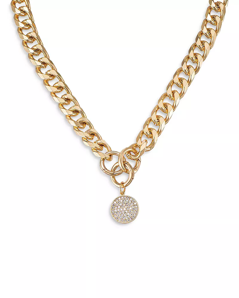 Ettika Crystal Disc Charm Chain Necklace, 18