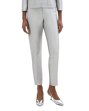 Theory Tapered Slim Pant In Metallic Silk Twill In Ice Grey
