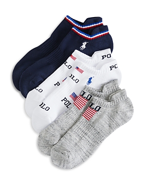 Shop Polo Ralph Lauren Performance Low Cut Socks, Pack Of 3 In Assorted