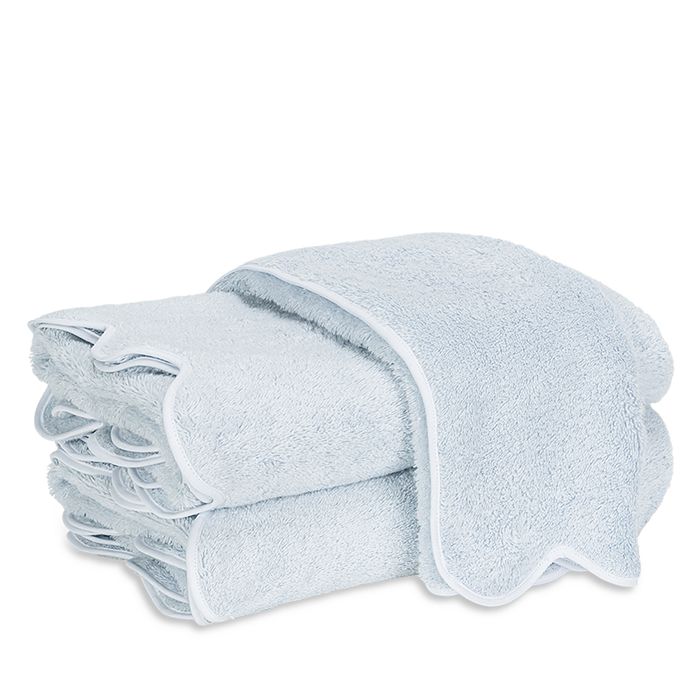 Shop Matouk Cairo Scallop Wash Cloth In Light Blue/white