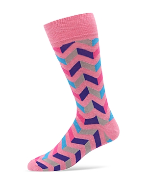 Shop The Men's Store At Bloomingdale's Zig Zag Crew Socks - 100% Exclusive In Pink