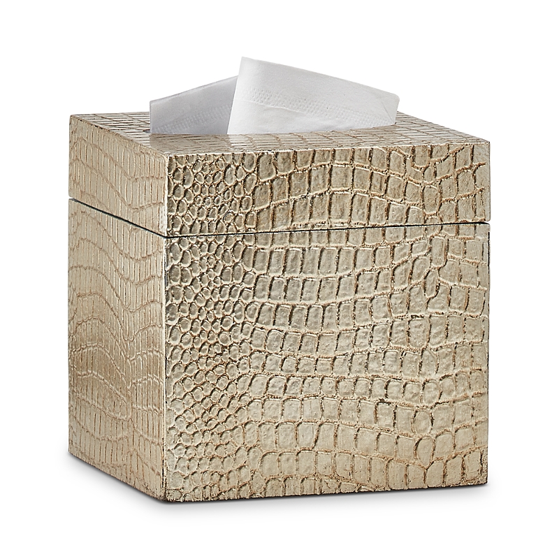 Labrazel Crocodile Silver Tissue Cover In Antique Silver