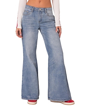 Edikted Women's Low Rise Wide Leg Jeans In Light Blue