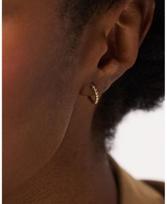 10K Gold Bead Huggie Hoops