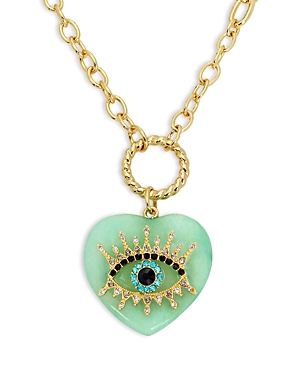Shop Kurt Geiger Signature Evil Eye Heart Pendant Necklace, 16-18 In Green/gold
