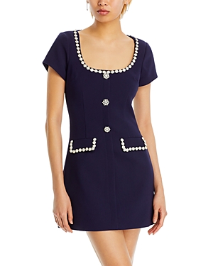 Shop Likely Sergio Embellished Trim Dress In Navy