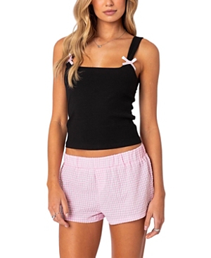 Shop Edikted Lola Ribbed Tank Top In Black
