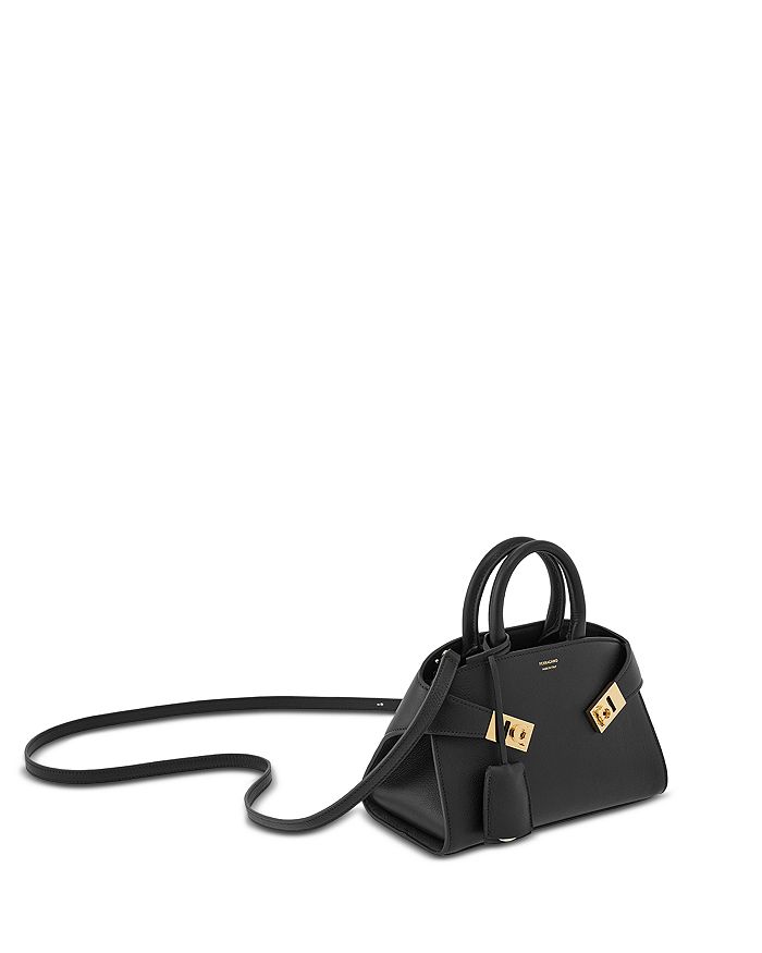 Shop Ferragamo Hug Soft Mini Leather Crossbody In Nero