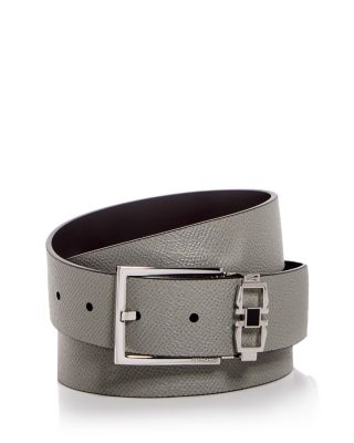 FERRAGAMO - Men's Double Gancini Buckle Reversible Leather Belt