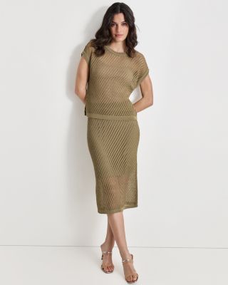 DKNY - Open Stitch Top & Midi Skirt