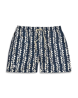 Oas Blue Scribble Relaxed Fit Swim Trunks In Blue