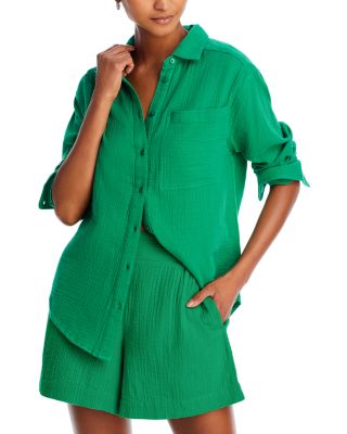 Echo - Gauze Boyfriend Shirt Swim Cover-Up