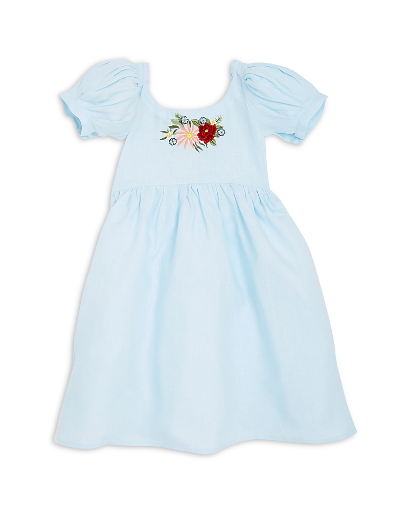 FANM MON GIRLS' ZENYO FLORAL EMBROIDERED LINEN DRESS - LITTLE KID, BIG KID