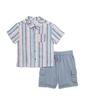 Splendid Boys' Santa Monica Button Front Shirt & Shorts Set - Little Kid, Big Kid In Gray