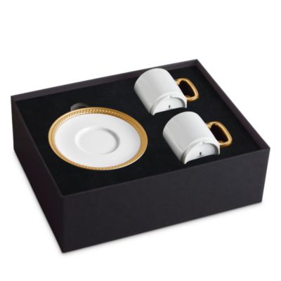 L'Objet - Soie Tress&eacute;e Gold Trim Espresso Cup & Saucer, Set of 2