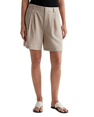 Shop Ag Pleated Shorts In Flax