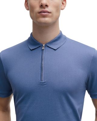 Polston 35 Cotton Slim Fit Quarter Zip Polo Shirt 