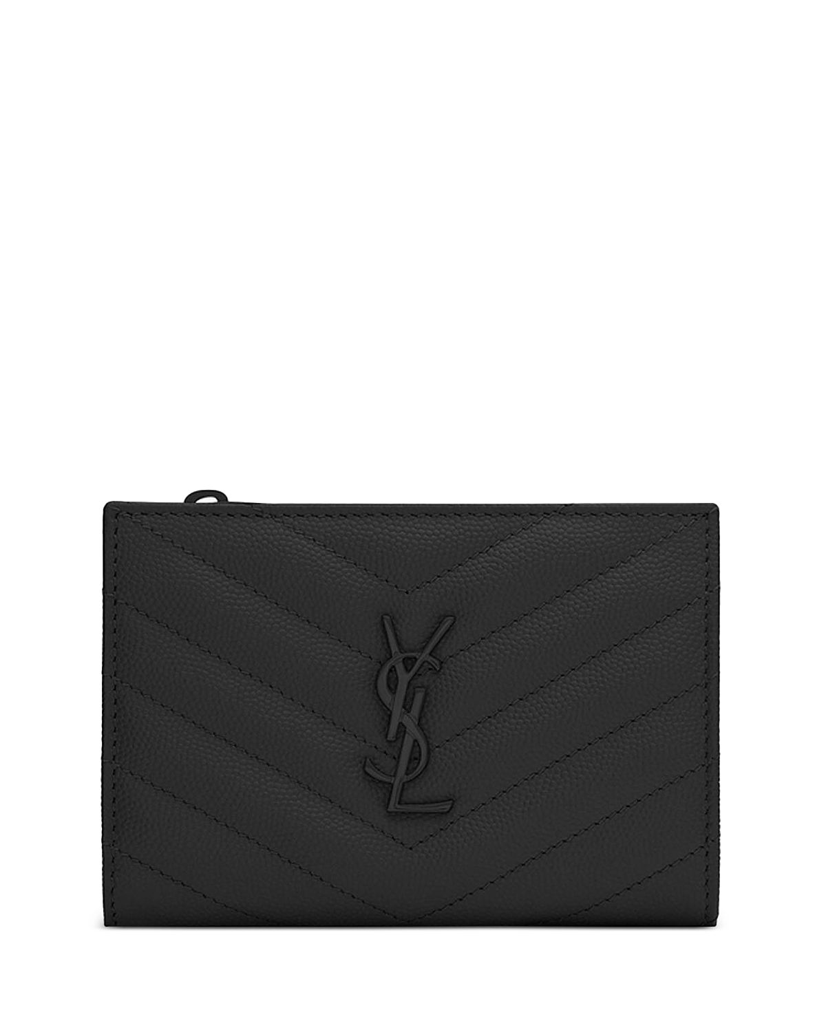 Saint Laurent Cassandre MatelassA Fragments Zipped Bi-fold Wallet