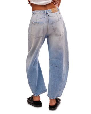 We The Free Good Luck Mid Rise Barrel Jeans in Ultra Light Beam