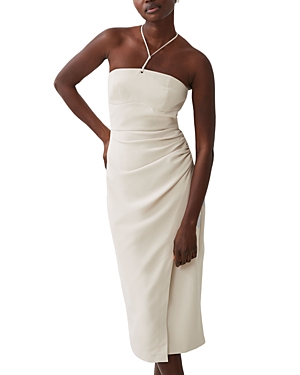 Shop French Connection Echo Crepe Halter Dress In Silver Lining