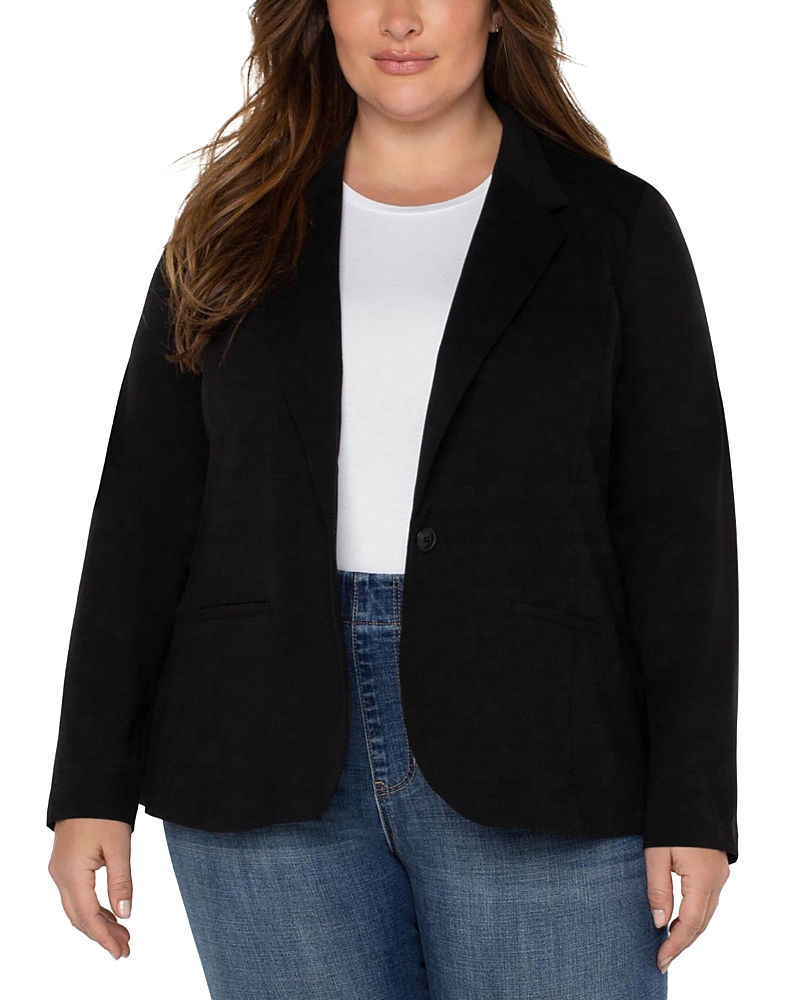 Liverpool Los Angeles Plus Super Stretch Ponte Blazer In Black