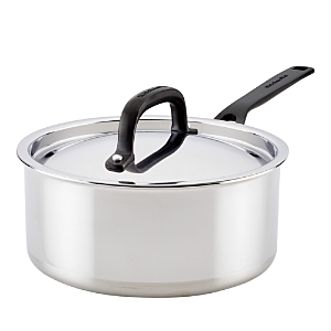 Shop Kitchenaid 5 Ply Stainless Steel 3 Qt Saucepan And Lid In Silver