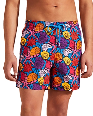 Vilebrequin Moorea Noumea Sea Shells Print 5 Swim Trunks In Navy