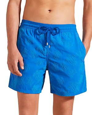 Vilebrequin Turtle Print Moorea Swim Shorts In Palace Blu