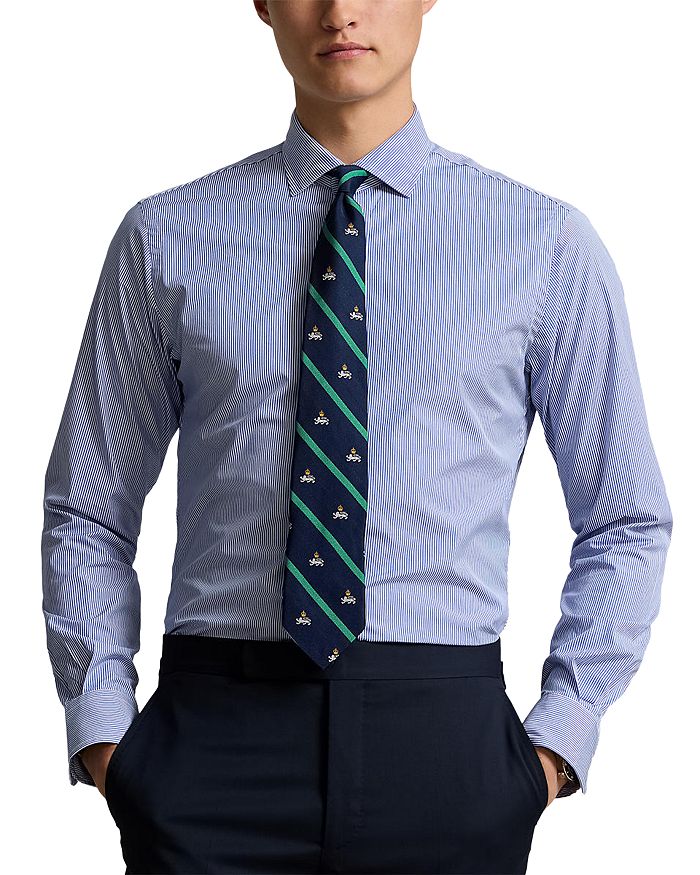 Polo Ralph Lauren Cotton Poplin Stripe Custom Fit Dress Shirt
