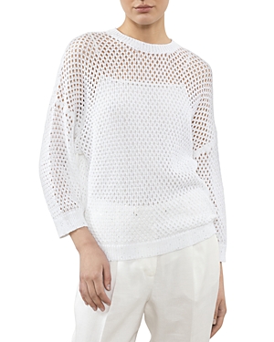 Peserico Open Knit Sweater In Pure White
