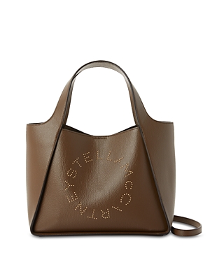 Stella Mccartney Studded Grainy Logo Tote In Brown/gold