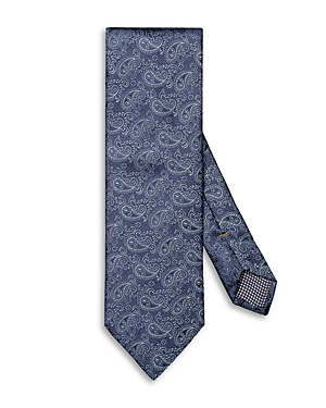 Shop Eton Paisley Silk Tie In Dark Blue