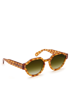 Shop Krewe Astor Round Sunglasses, 53mm In Brown/green Gradient