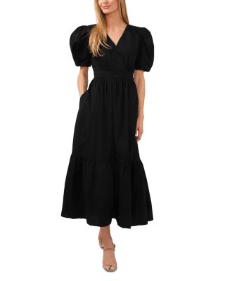 CeCe - Cotton Belted Puff Sleeve Maxi Dress