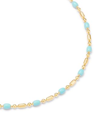 14K Yellow Gold Enamel Bead & Bar Link Bracelet