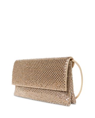 Charlee Gold-Tone Crystal Mesh Flap Clutch
