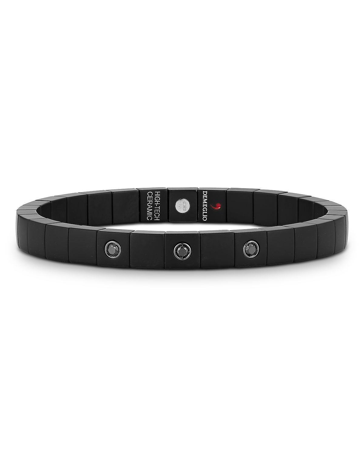 Roberto Demeglio Men's Scacco Black Diamond & 18K White Gold Multi Bezel Stretch Bracelet
