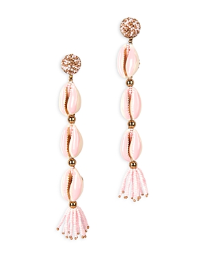 Shop Deepa By Deepa Gurnani Anise Bead & Shell Linear Drop Earrings In Pink/gold
