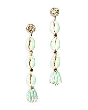 Shop Deepa By Deepa Gurnani Anise Bead & Shell Linear Drop Earrings In Green/gold