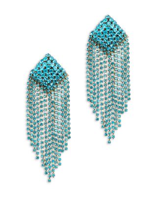 Deepa by Deepa Gurnani - Niomi Blue Crystal Fringe Statement Earrings