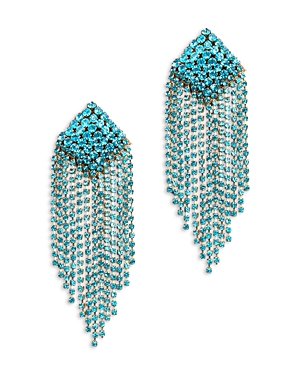 Deepa By Deepa Gurnani Niomi Blue Crystal Fringe Statement Earrings