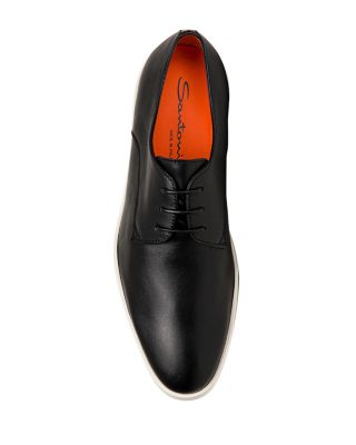 靴 Santoni / leather plane toe shoes New SANTONI Size 11 INDUCT Black Leather Plain Toe Oxfords
