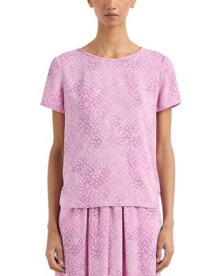 Emporio Armani - Printed Stencil Flower Silk Blouse