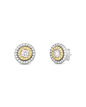 Roberto Coin Siena 18k Yellow & White Gold Diamond Large Dot Stud Earrings 111477averx0 In White/gold