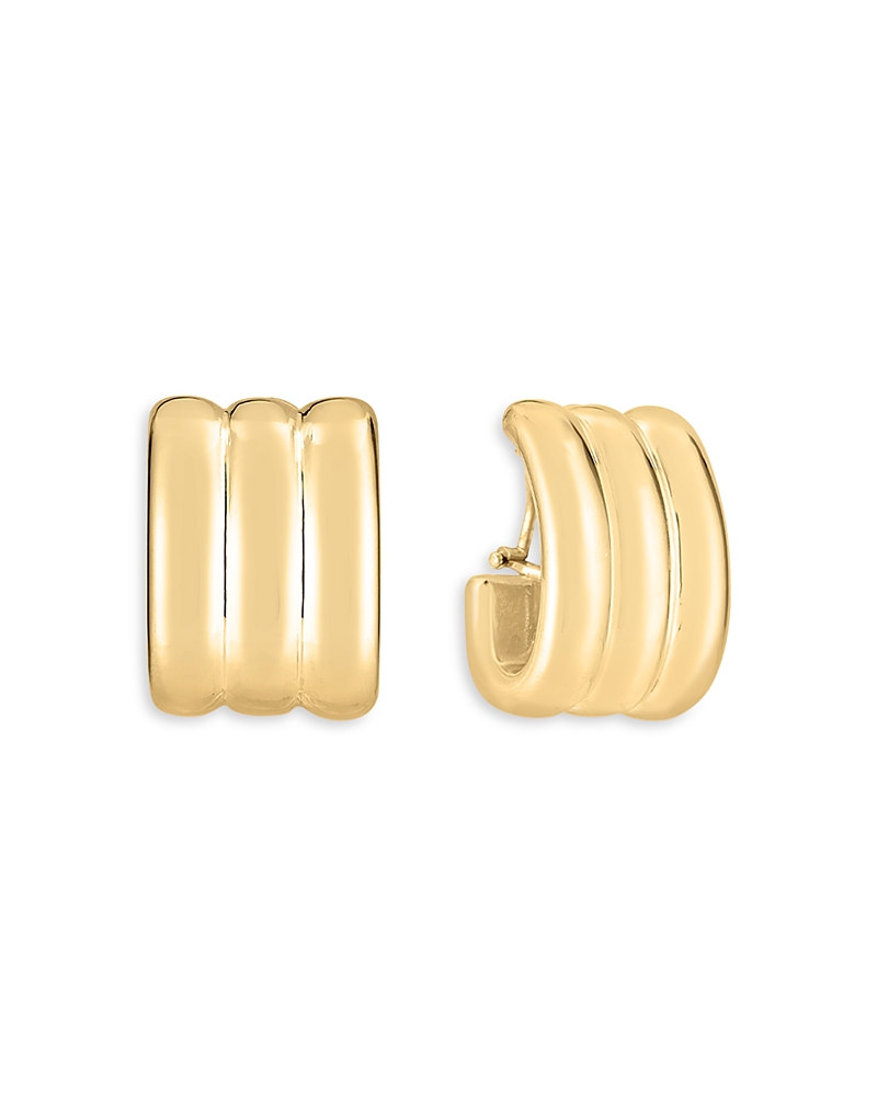 Roberto Coin Wide Ridge Hoop Earrings In Gold