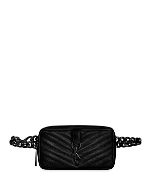Shop Rebecca Minkoff Edie Leather Belt Bag In Black