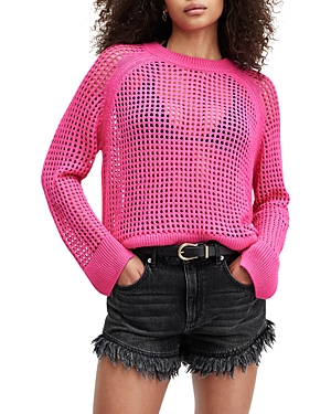 Shop Allsaints Paloma Crewneck Sweater In Hot Pink
