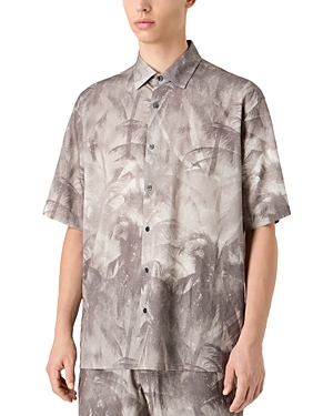 Shop Emporio Armani Printed Textured Short Sleeve Shirt In Multi